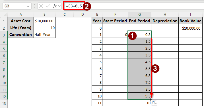 Using the VDB Function to Calculate GDS Depreciation in Excel