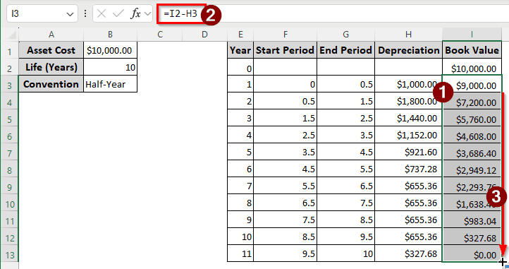 Using the VDB Function to Calculate GDS Depreciation in Excel