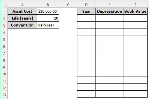 Calculating ADS Depreciation using the SLN Function in Excel