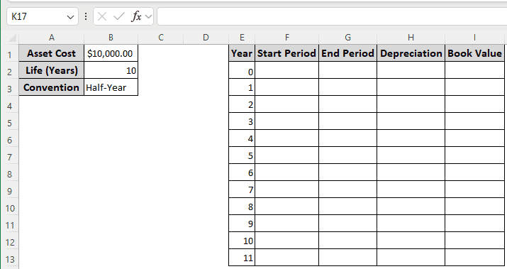 Using the VDB Function to Calculate GDS Depreciation in Excel