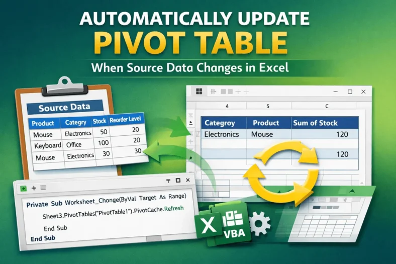 featured image - automatically update pivot table when source data changes
