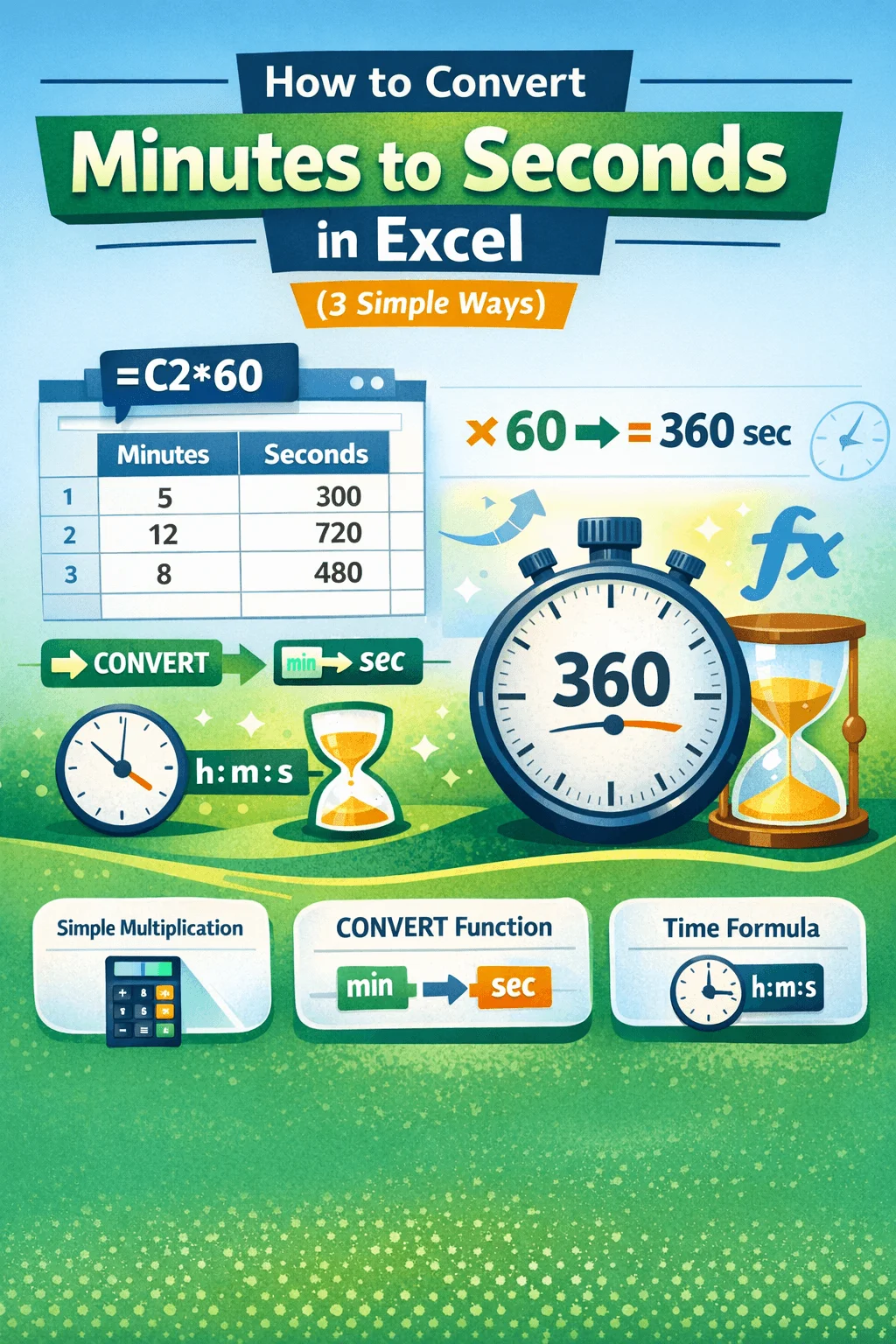 featured image - convert minutes to seconds in excel