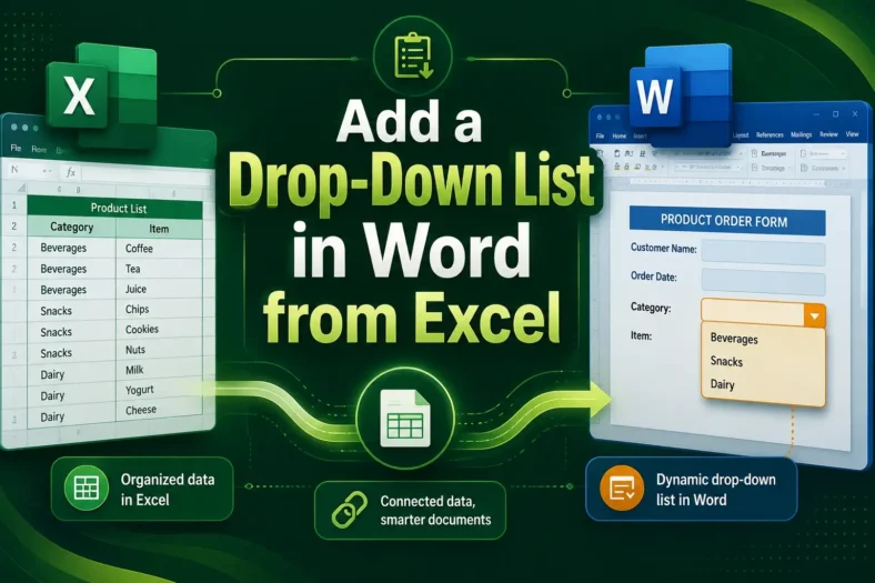 featured image - drop-down list in word from excel