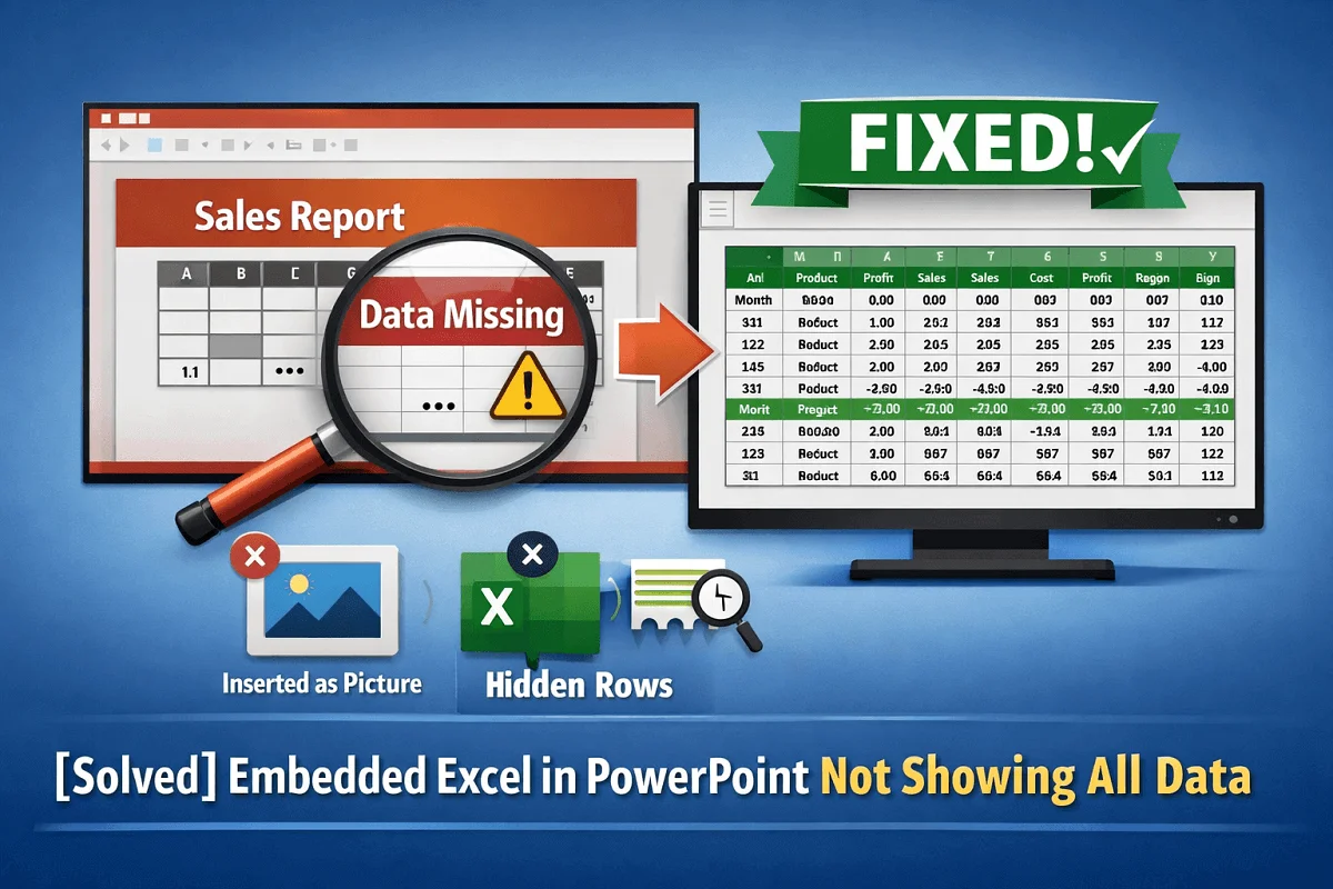 featured image - embedded excel in powerpoint not showing all data