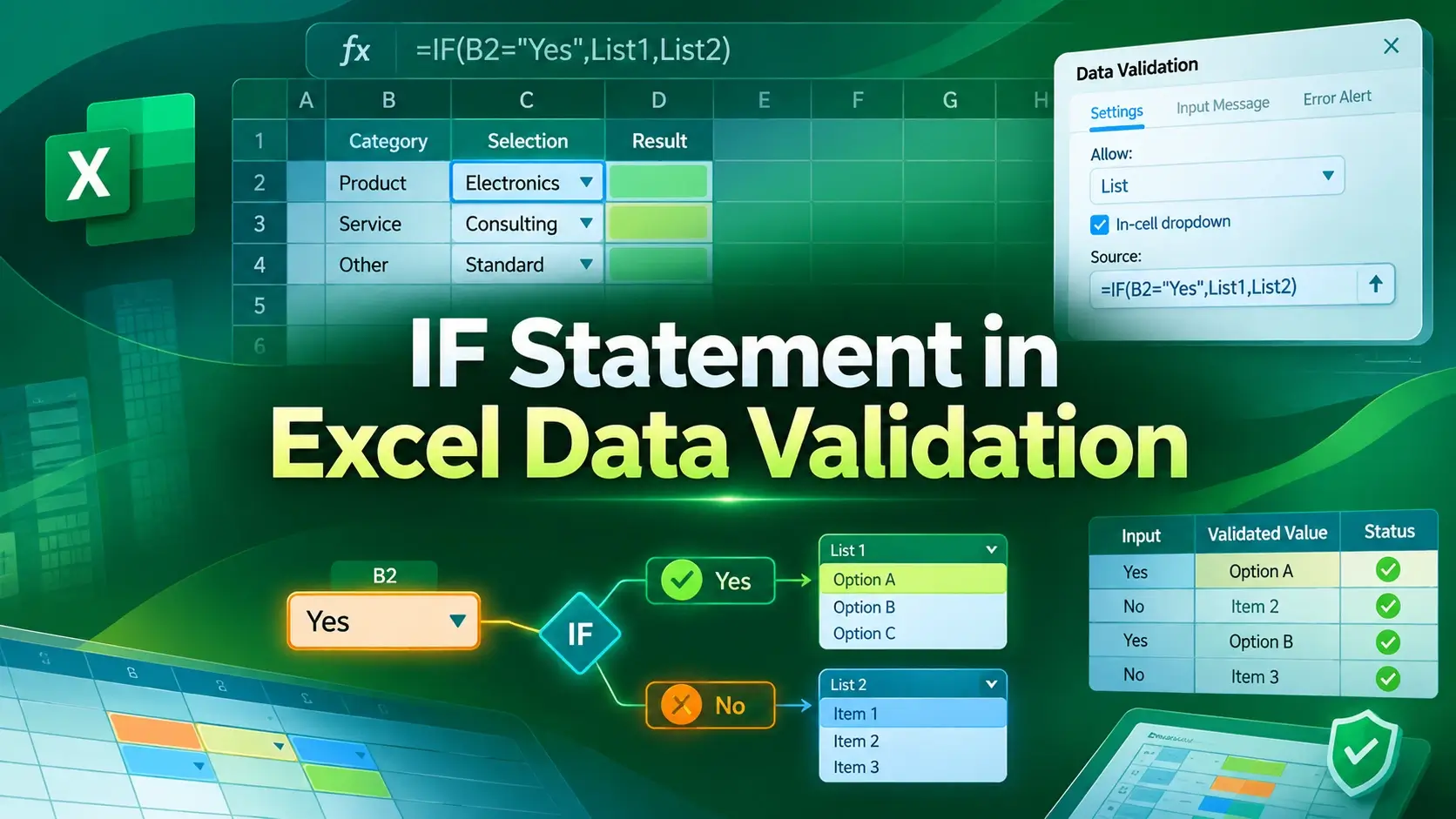 featured image - excel data validation formula if statement