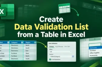 featured image - excel data validation list from table