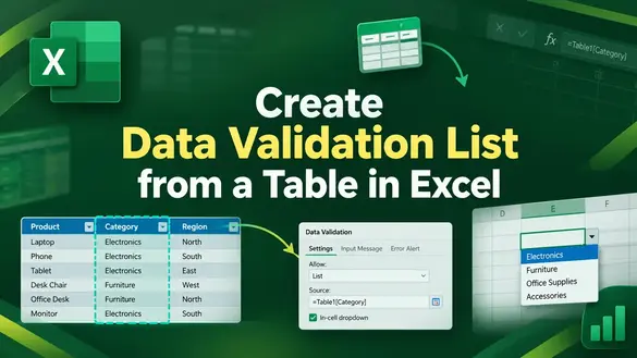 featured image - excel data validation list from table