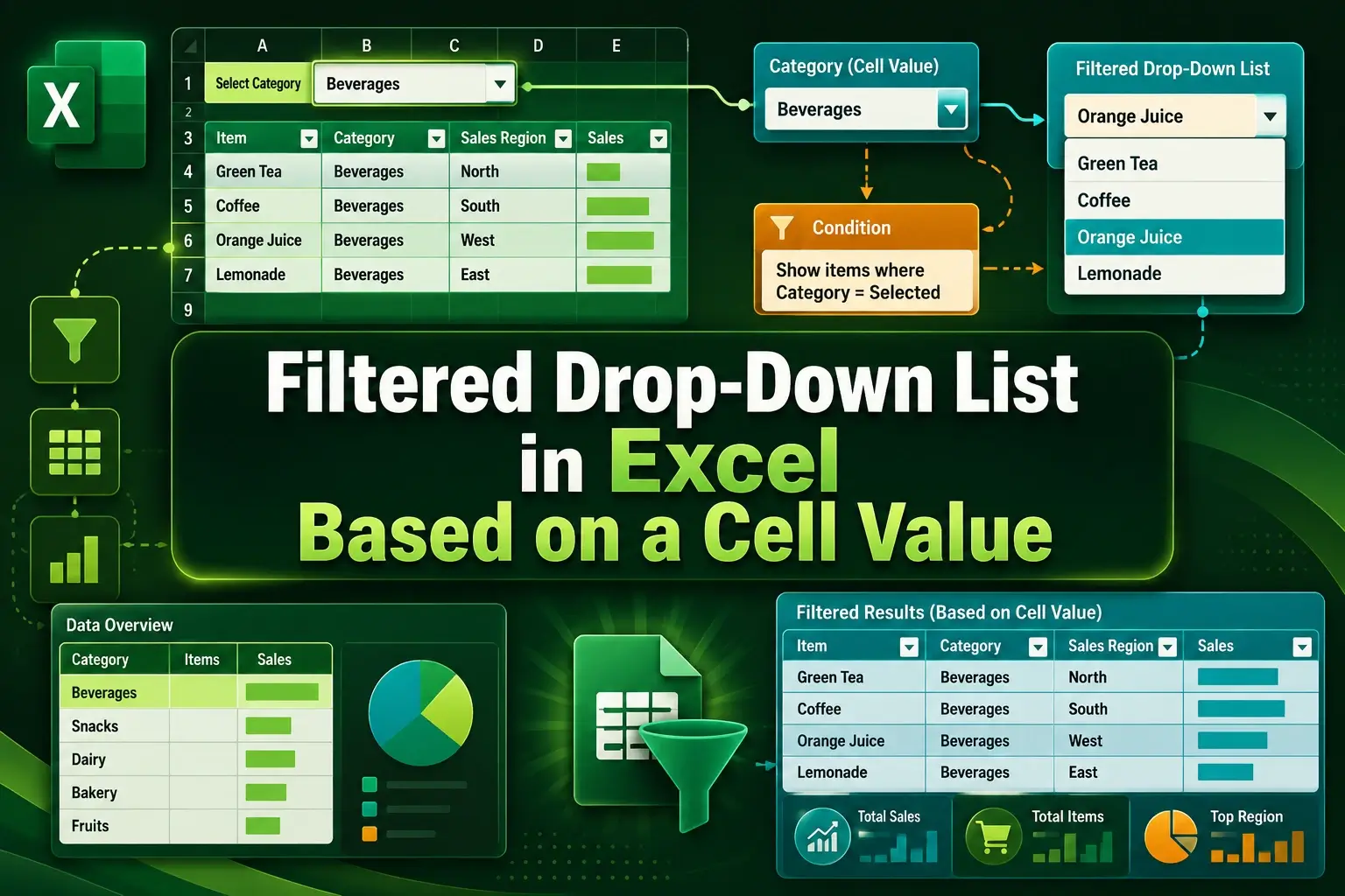 featured image - excel filter drop down list based on cell value
