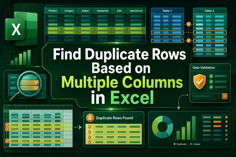 featured image - excel find duplicate rows based on multiple columns