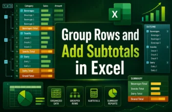 featured image - excel group rows and subtotal
