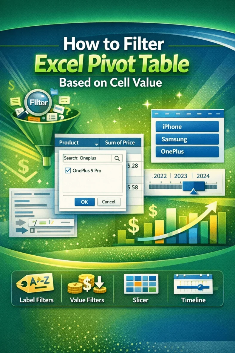 featured image - excel pivot table filter based on cell value