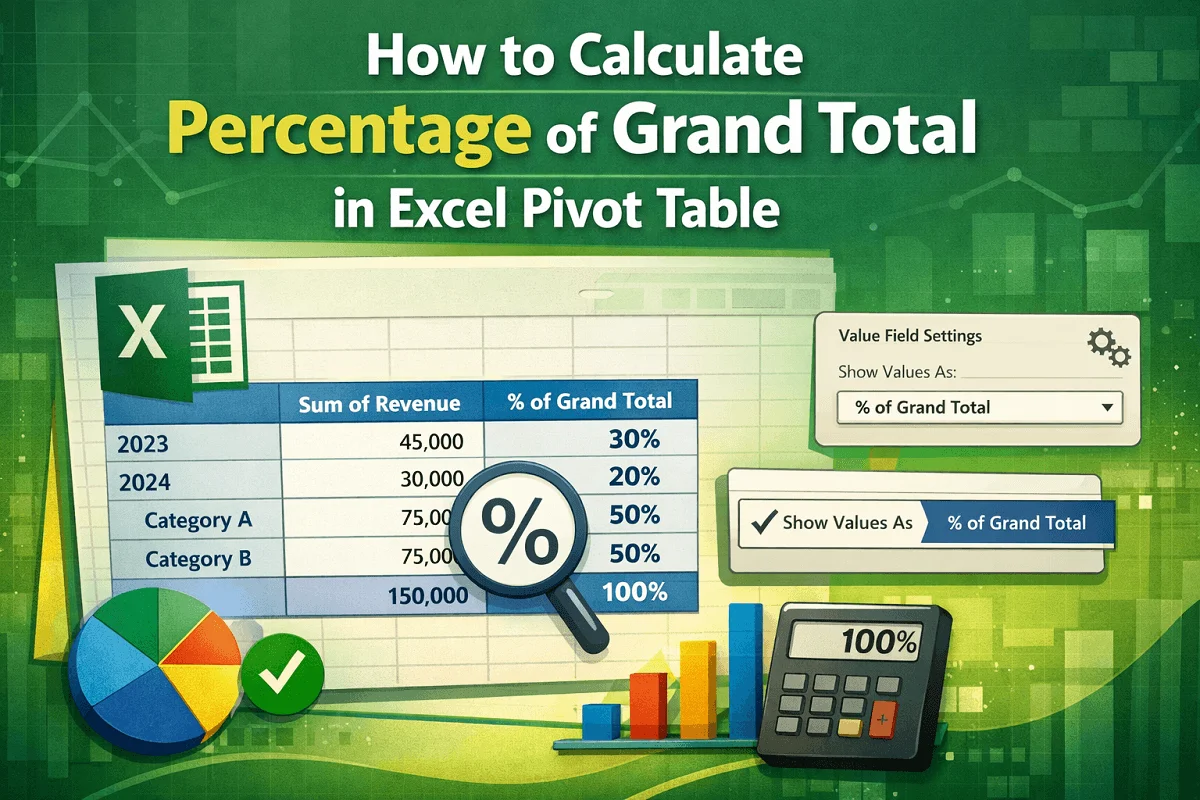 featured image - how to calculate percentage of grand total in pivot table​