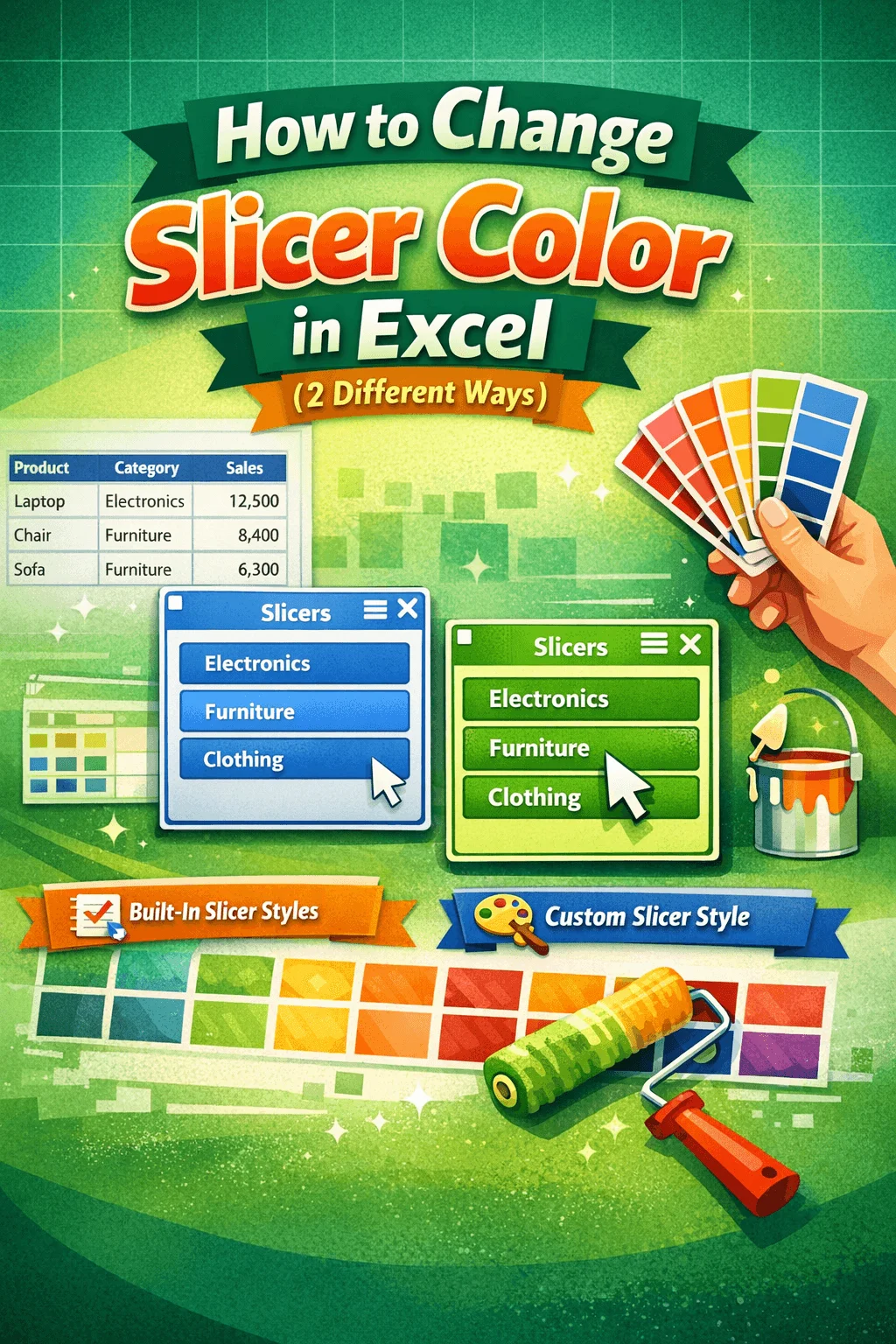featured image - how to change slicer color in excel