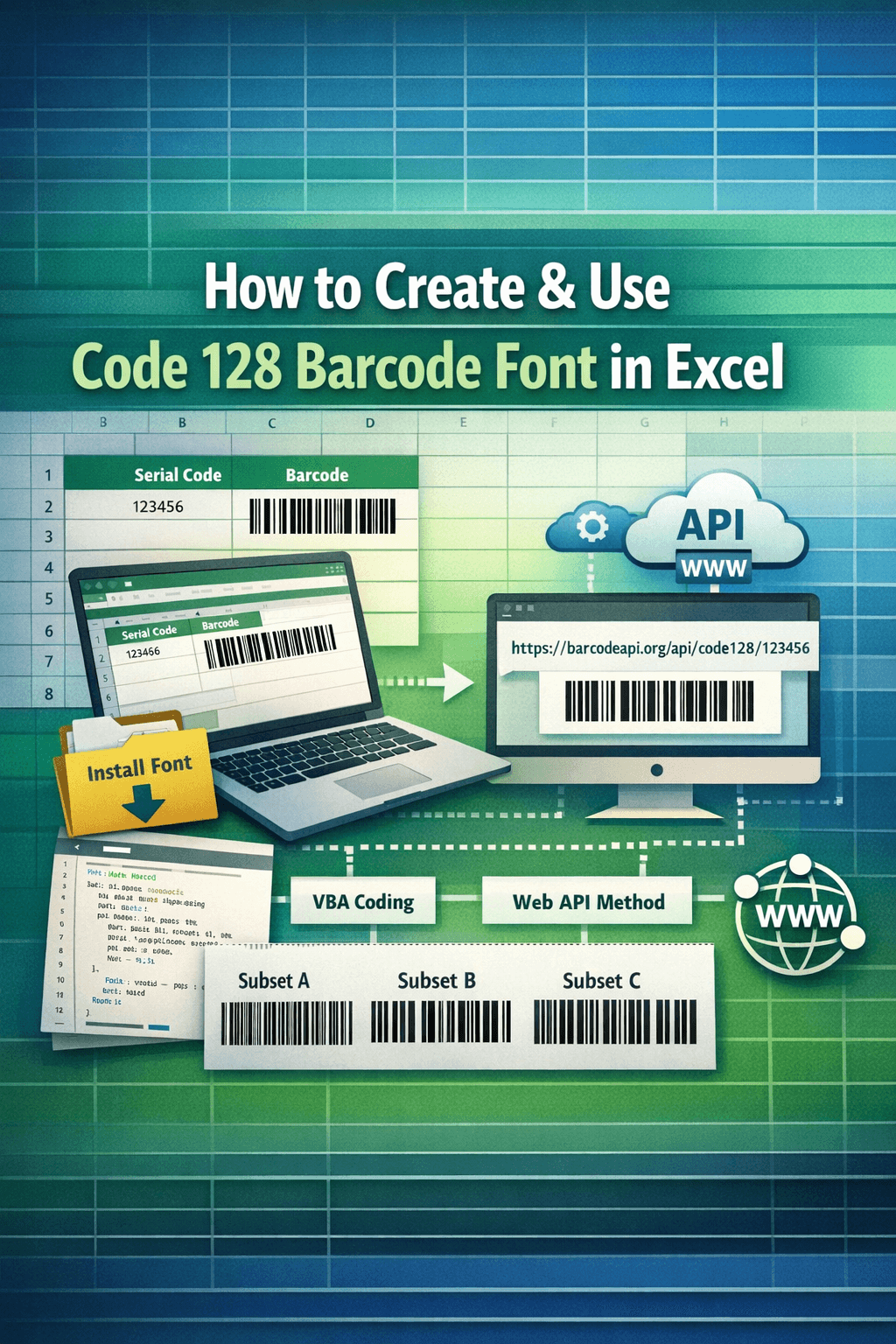 How to Create & Use Code 128 Barcode Font in Excel - Excel Insider