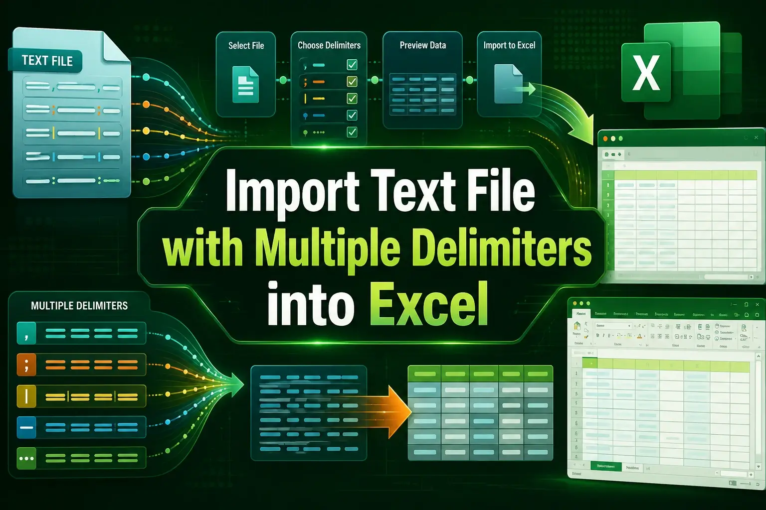 featured image - import text file into excel with multiple delimiters