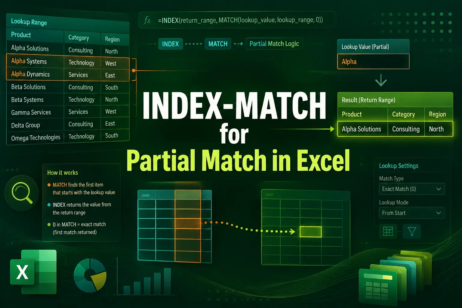 featured image - index match partial match