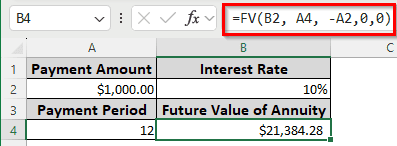 Calculating Future Value of an Annuity Using the FV Function