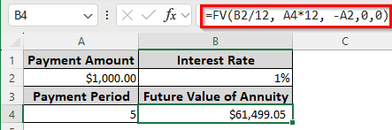 Calculating Future Value of an Annuity Using the FV Function