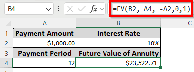 Calculating Future Value of an Annuity Using the FV Function