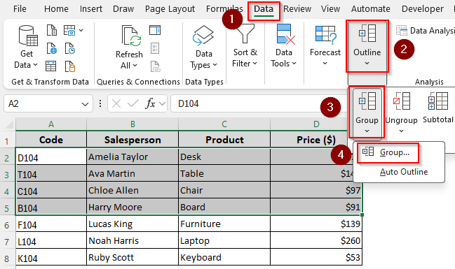 Using the Remove Duplicates Feature to Group Without Repeating Values