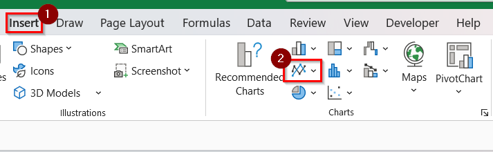 Create a Stacked 2-D Area Chart in Excel