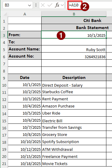 Steps to Organize Bank Statements in Excel