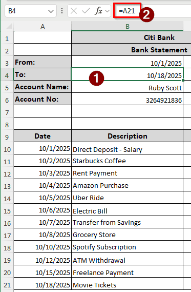 Steps to Organize Bank Statements in Excel