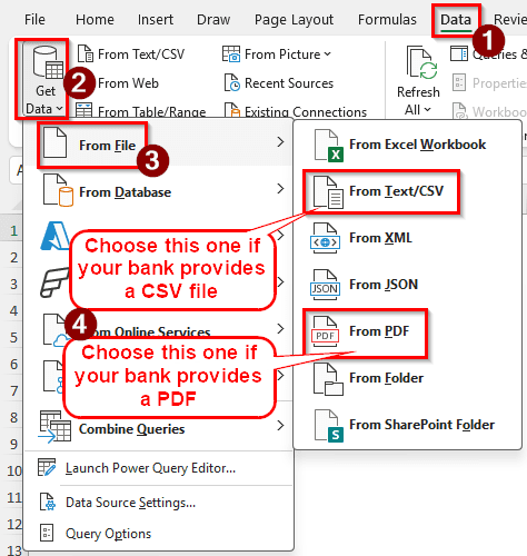 Steps to Organize Bank Statements in Excel