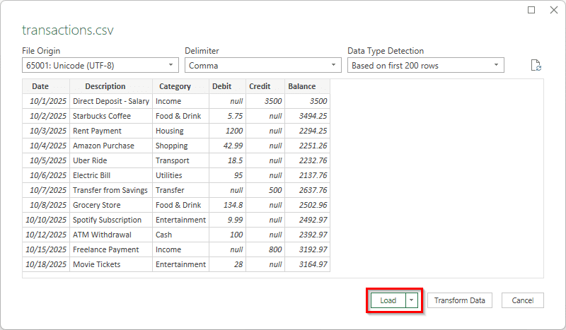 Steps to Organize Bank Statements in Excel