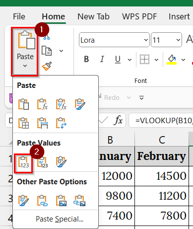 Copy VLOOKUP Formula and Paste as Value Only