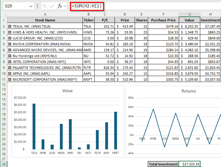 Steps to Track a Stock Portfolio in Excel