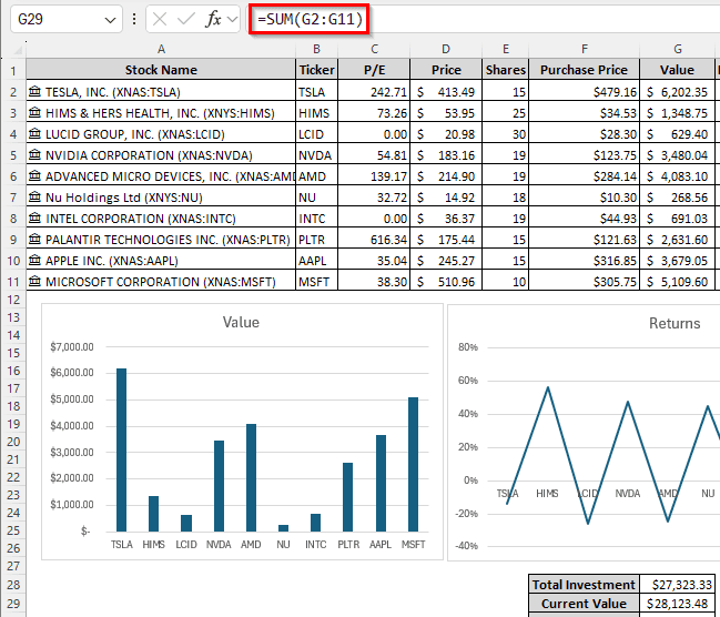 Steps to Track a Stock Portfolio in Excel