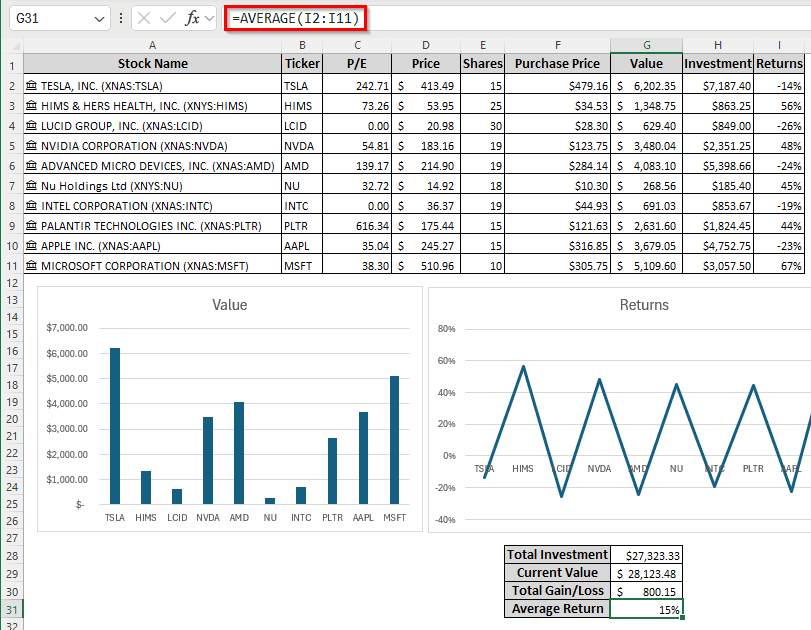 Steps to Track a Stock Portfolio in Excel