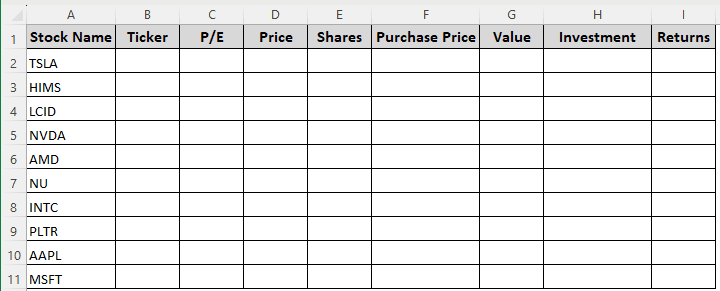 Steps to Track a Stock Portfolio in Excel