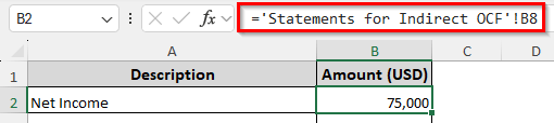 Indirect Method of Calculating Operating Cash Flow in Excel