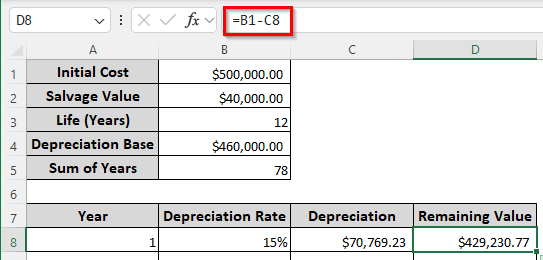 Calculating the Sum of Years’ Digits Depreciation Manually