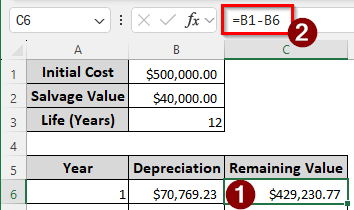 Using the SYD Function to Calculate the Depreciation in Excel