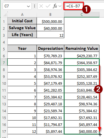 Using the SYD Function to Calculate the Depreciation in Excel