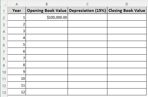 Calculating WDV Manually Using a Depreciation Rate
