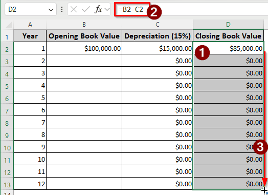 Calculating WDV Manually Using a Depreciation Rate