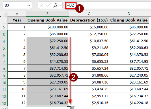 Calculating WDV Manually Using a Depreciation Rate