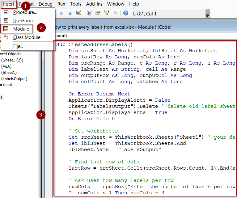 Automating Avery Label Printing from Excel Using VBA