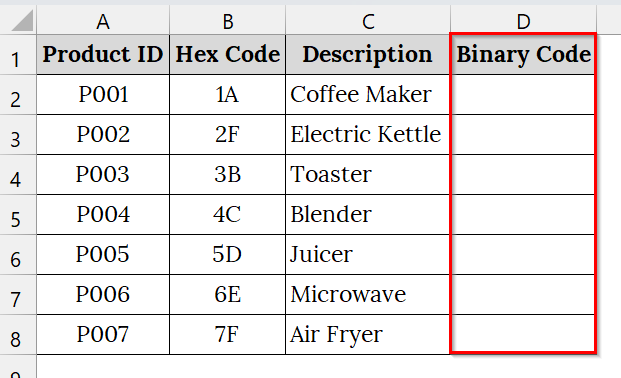 Using the HEX2BIN Function to Convert Hex to Binary in Excel