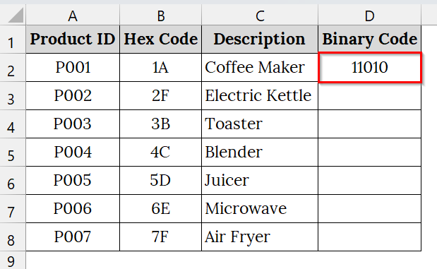 Using the HEX2BIN Function to Convert Hex to Binary in Excel