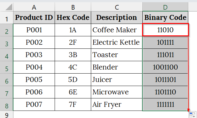Using the HEX2BIN Function to Convert Hex to Binary in Excel