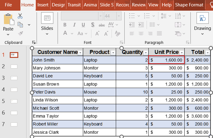 Embed Excel Table with Live Connection in PowerPoint