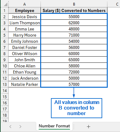 Apply Number Formatting to Transform Column into Number