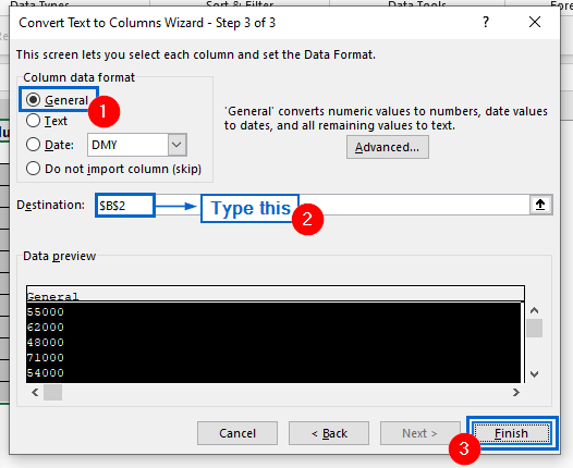 Convert Column to Number Using Text to Column Feature