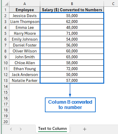Convert Column to Number Using Text to Column Feature