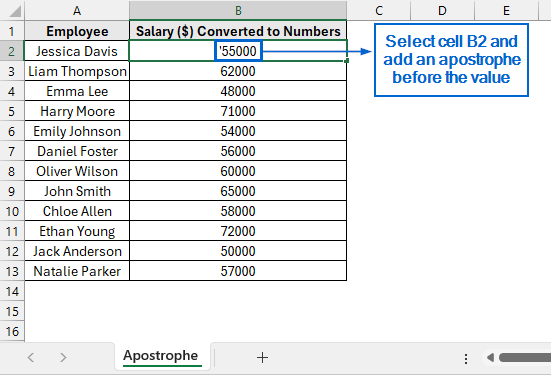 Use Apostrophes to Convert Column to Number